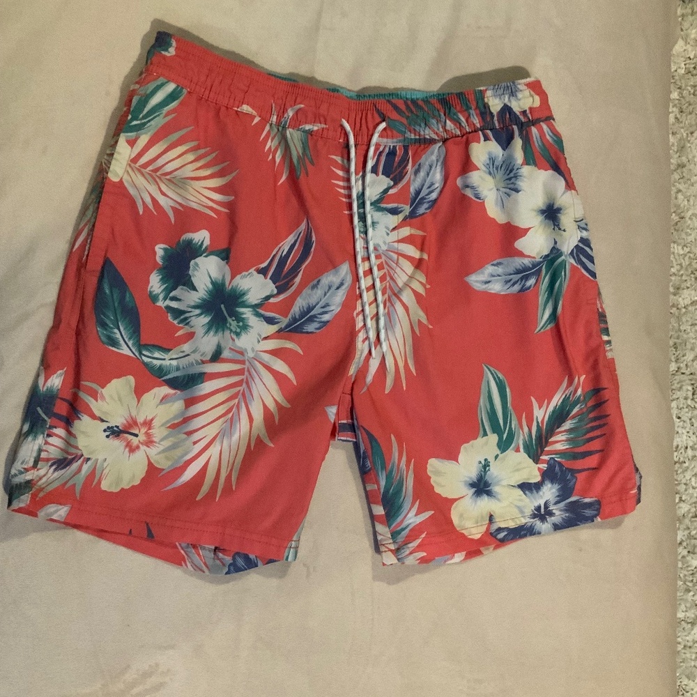 Goodfellow & Co Pink Blue  Floral M Swim Trunks Tropical Eclectic Grandpa